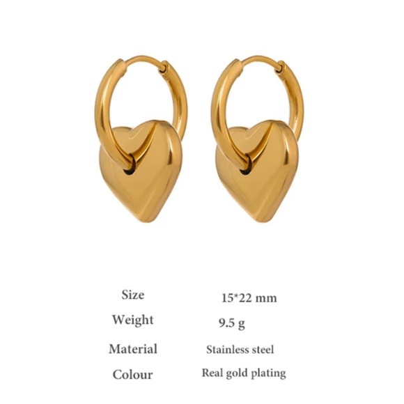 đź’›Gold plated Heart Huggie Earrings - Picture 3 of 6
